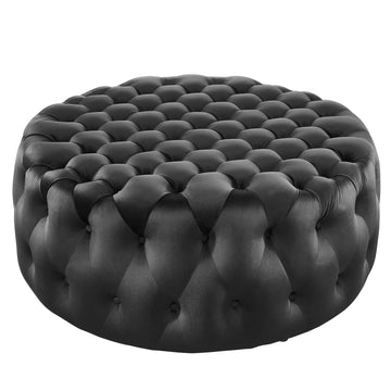 Amour Tufted Button Large Round Performance Velvet Ottoman