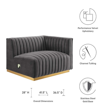 Conjure Channel Tufted Performance Velvet Right - Arm Chair - BUILDMYPLACE
