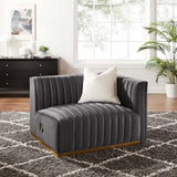 Conjure Channel Tufted Performance Velvet Right - Arm Chair - BUILDMYPLACE