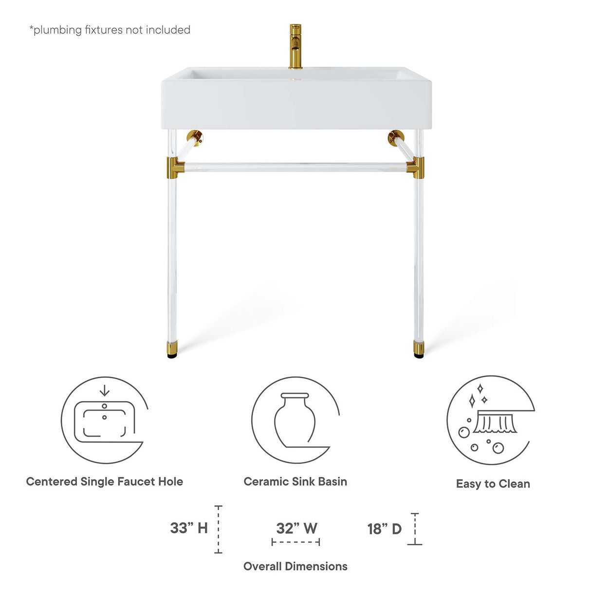 Redeem Acrylic Wall-Mount Bathroom Vanity