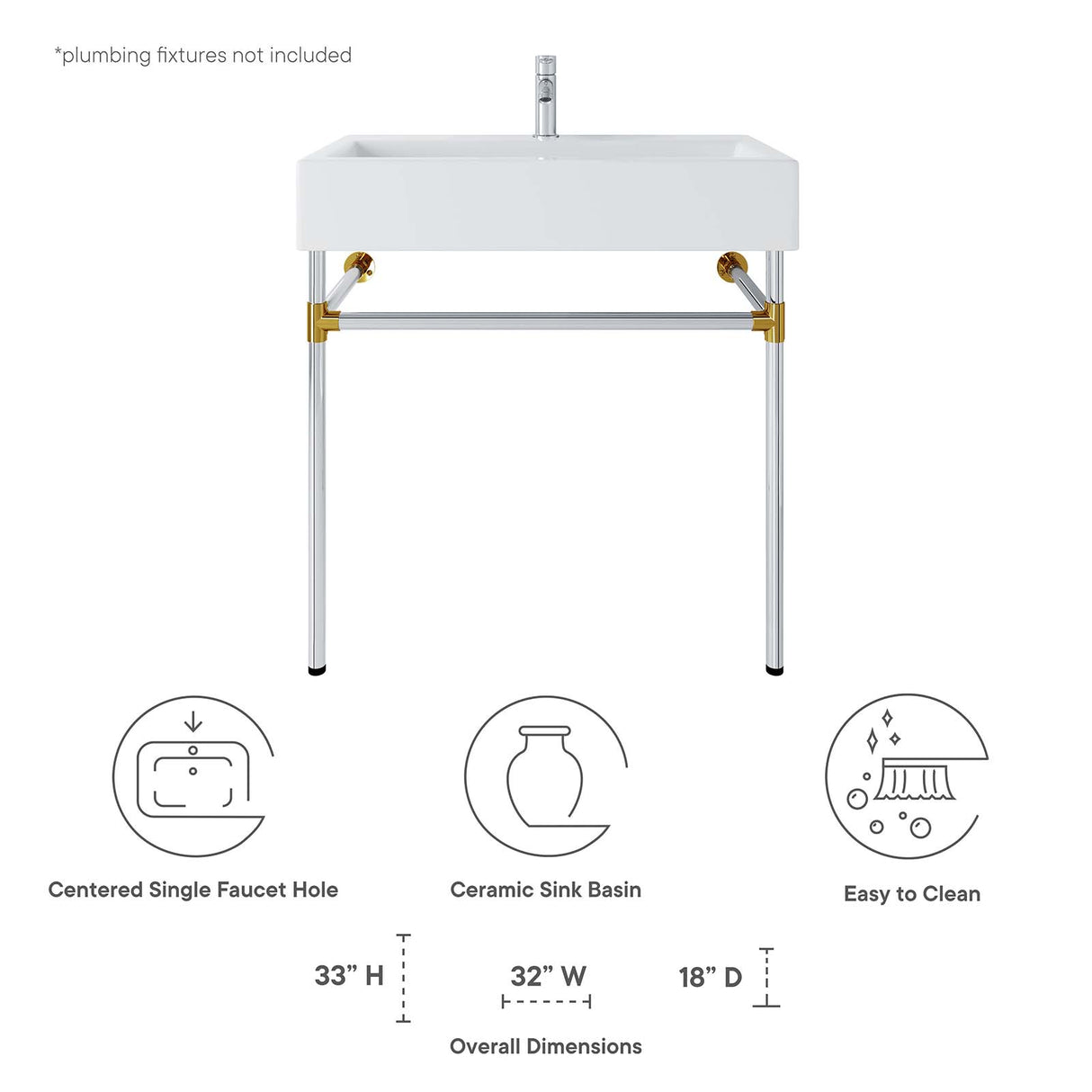 Redeem Silver Stainless Steel Wall-Mount Bathroom Vanity