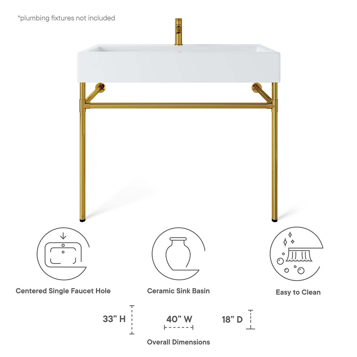 Redeem Wall-Mount Gold Stainless Steel Bathroom Vanity