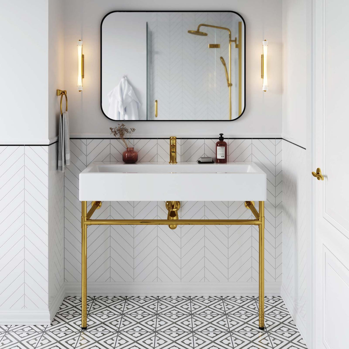 Redeem Wall-Mount Gold Stainless Steel Bathroom Vanity