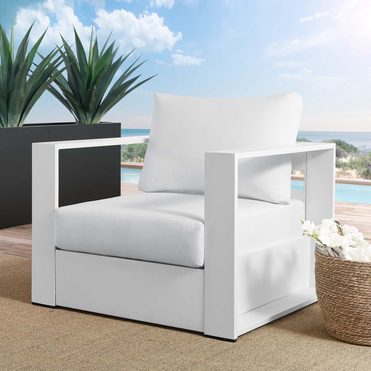 Tahoe Outdoor Patio Powder-Coated Aluminum Armchair