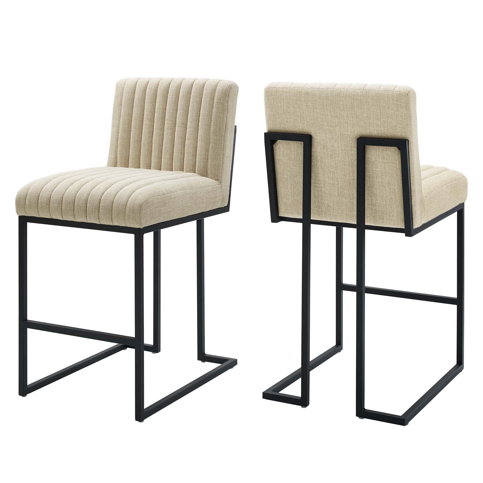 Indulge Channel Tufted Fabric Counter Stools - Set of 2