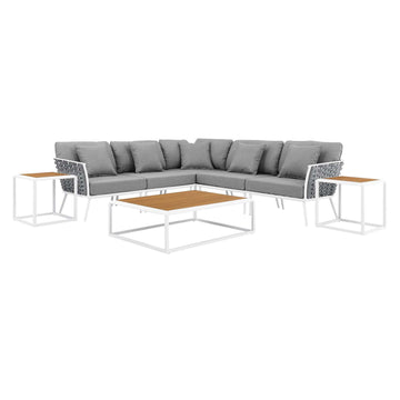 Stance 8 Piece Outdoor Patio Aluminum Sectional Sofa Set