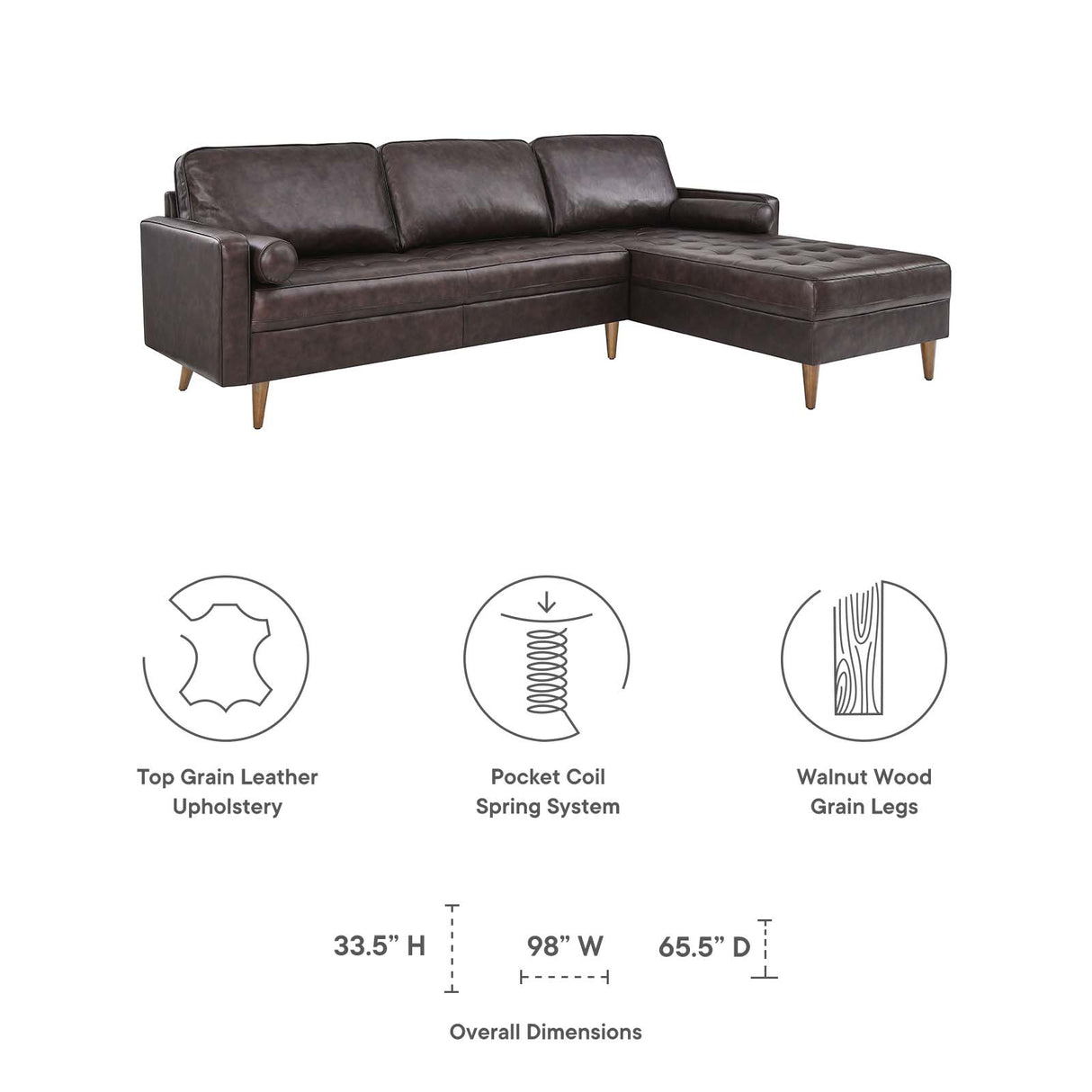 Valour 98" Leather Sectional Sofa