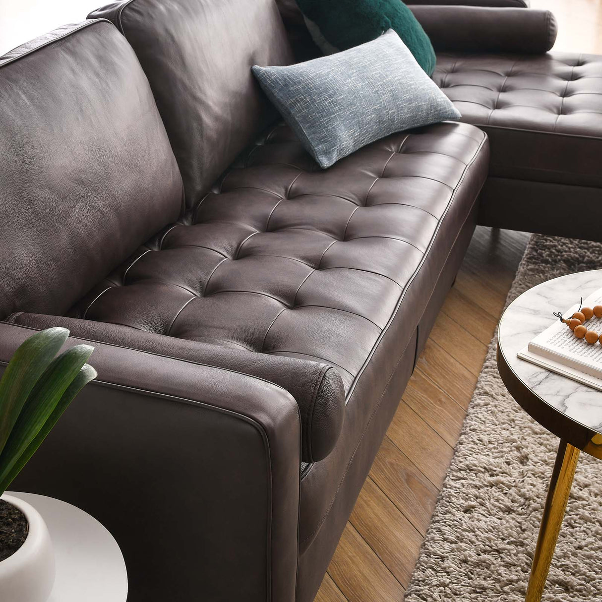 Valour 98" Leather Sectional Sofa