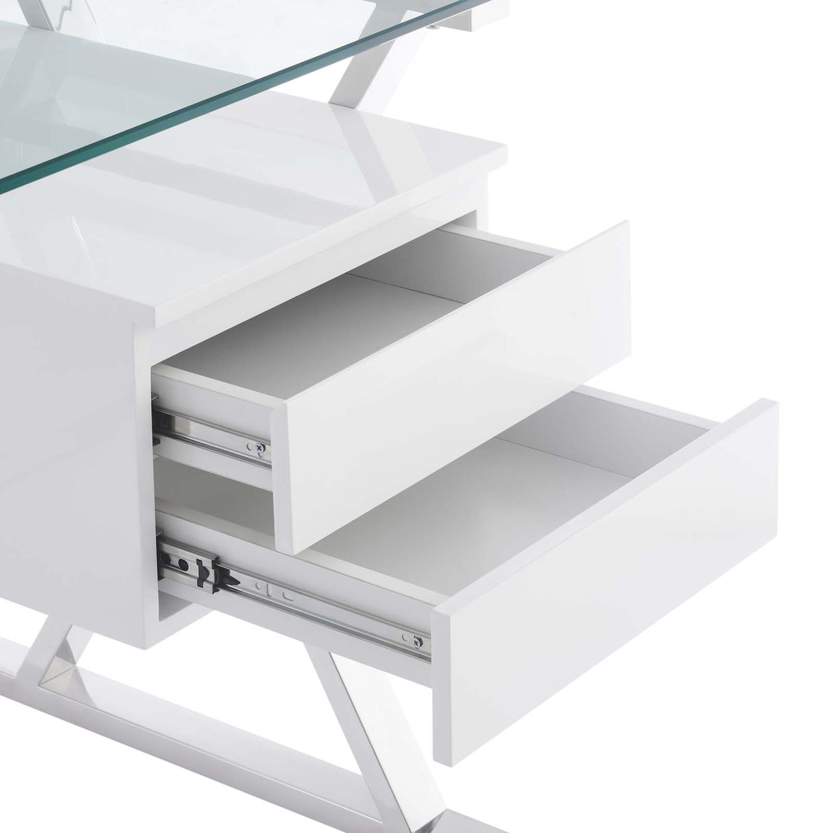 Sector 56" Glass Top Glass Office Desk