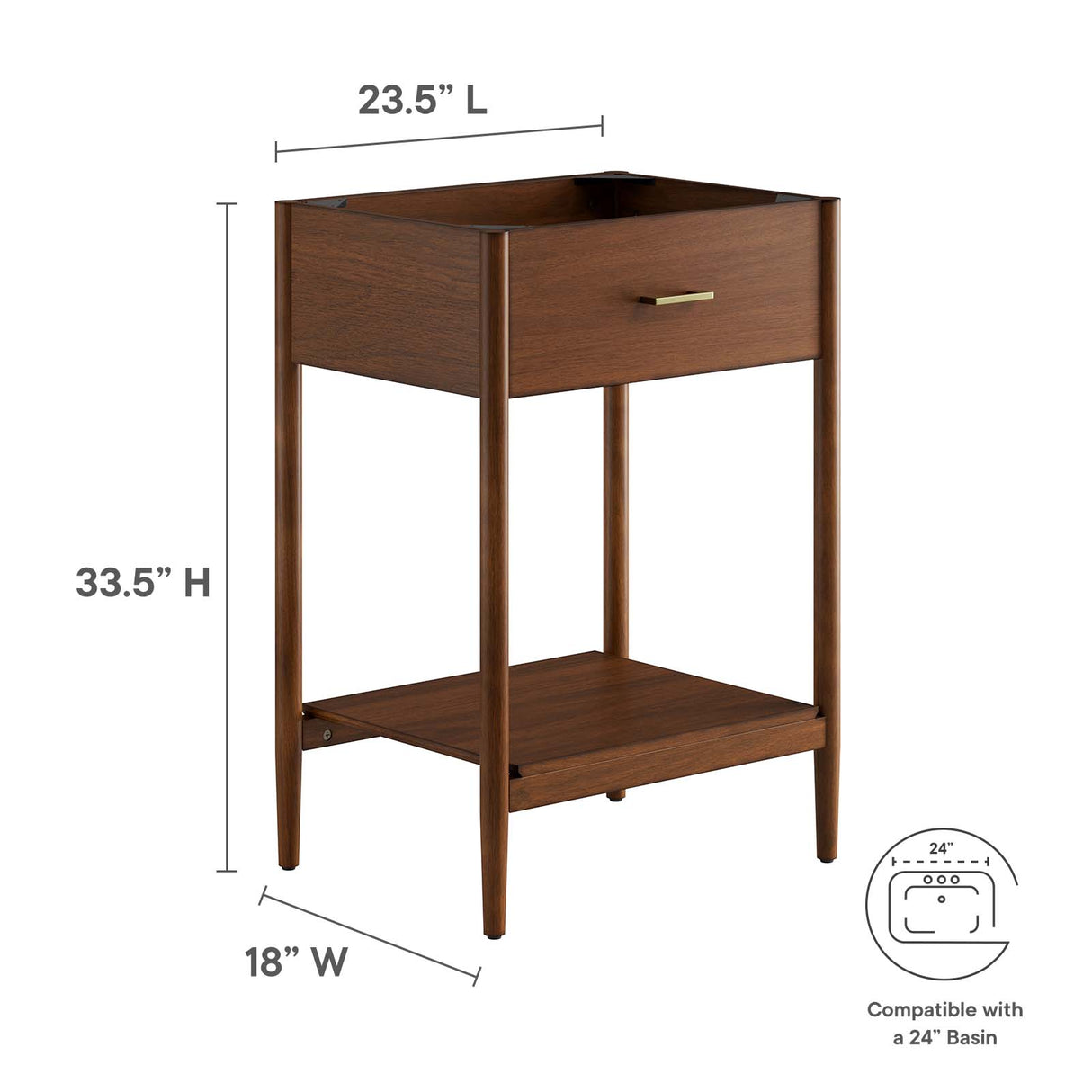 Zaire 24" Bathroom Vanity Cabinet (Sink Basin Not Included)