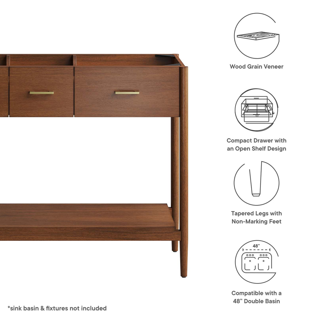 Zaire 48" Double Sink Compatible Bathroom Vanity Cabinet (Sink Basin Not Included)