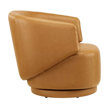 Celestia Vegan Leather Fabric and Wood Swivel Chair