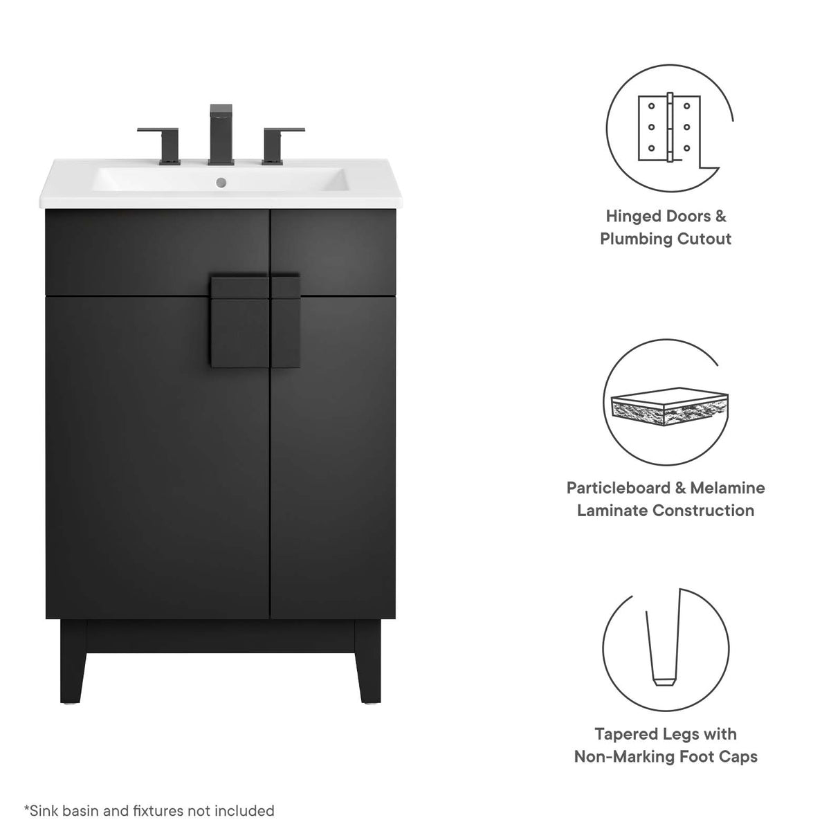 Miles 24" Bathroom Vanity Cabinet (Sink Basin Not Included)