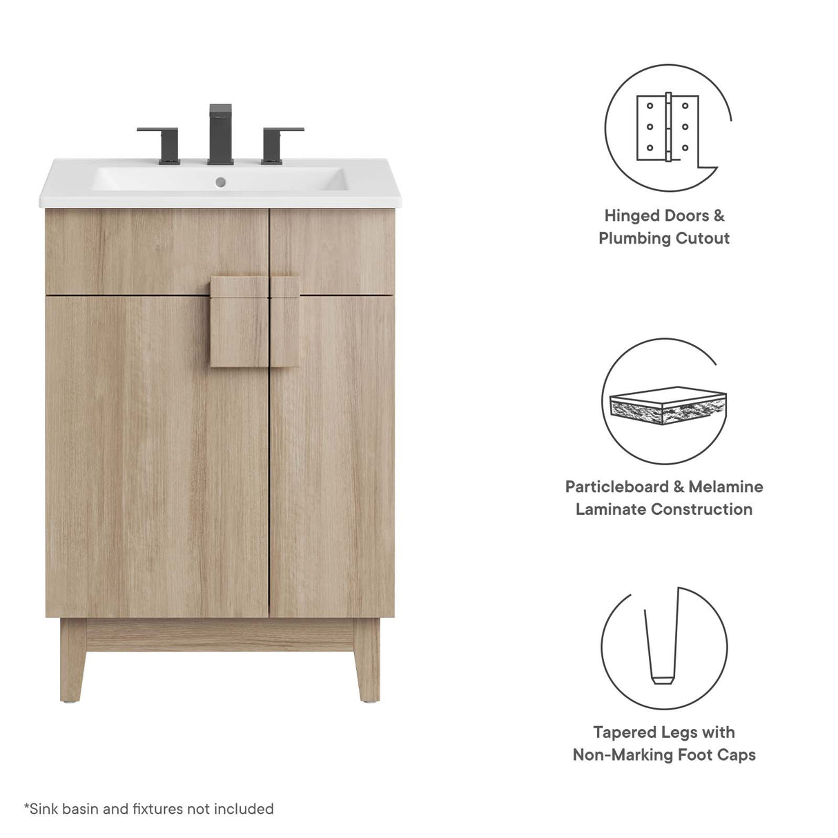 Miles 24" Bathroom Vanity Cabinet (Sink Basin Not Included)