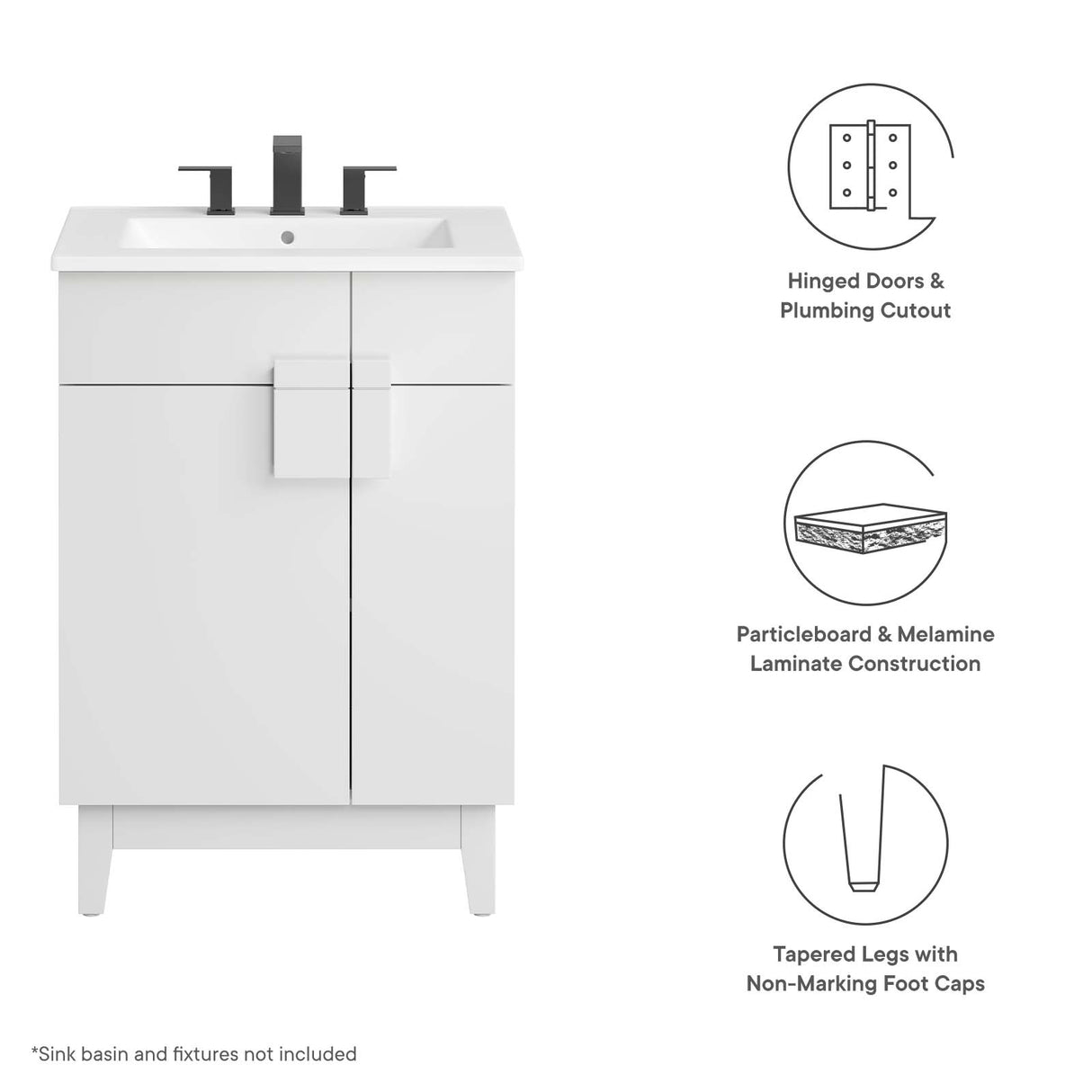 Miles 24" Bathroom Vanity Cabinet (Sink Basin Not Included)