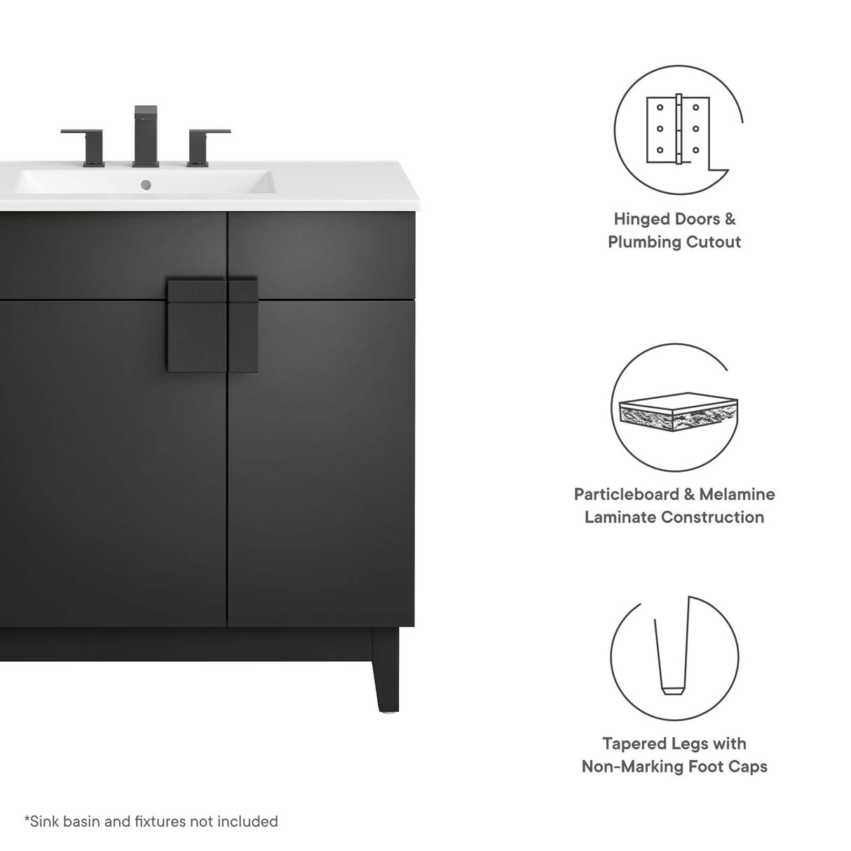 Miles 36" Bathroom Vanity Cabinet (Sink Basin Not Included)