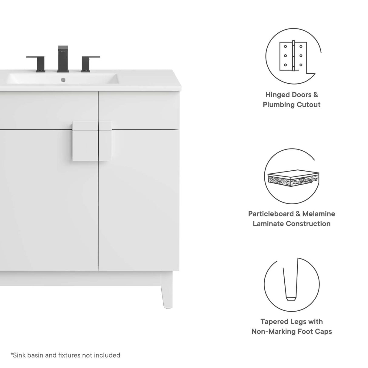 Miles 36" Bathroom Vanity Cabinet (Sink Basin Not Included)