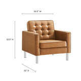 Loft Tufted Vegan Leather Armchair and Ottoman Set