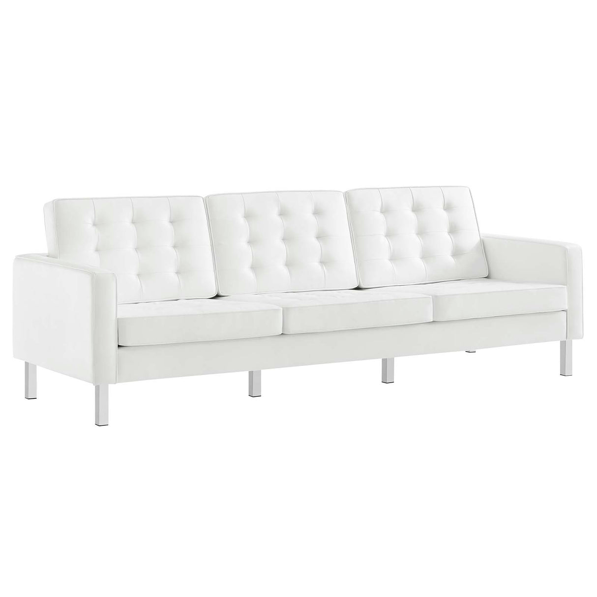 Loft Tufted Vegan Leather Sofa and Ottoman Set