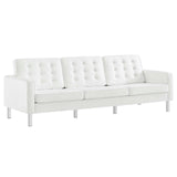 Loft Tufted Vegan Leather Sofa and Ottoman Set