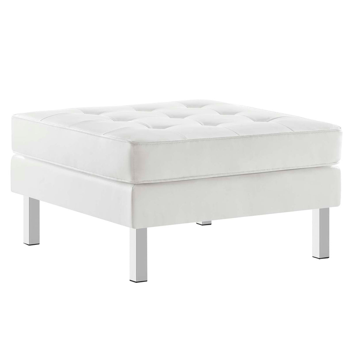 Loft Tufted Vegan Leather Sofa and Ottoman Set