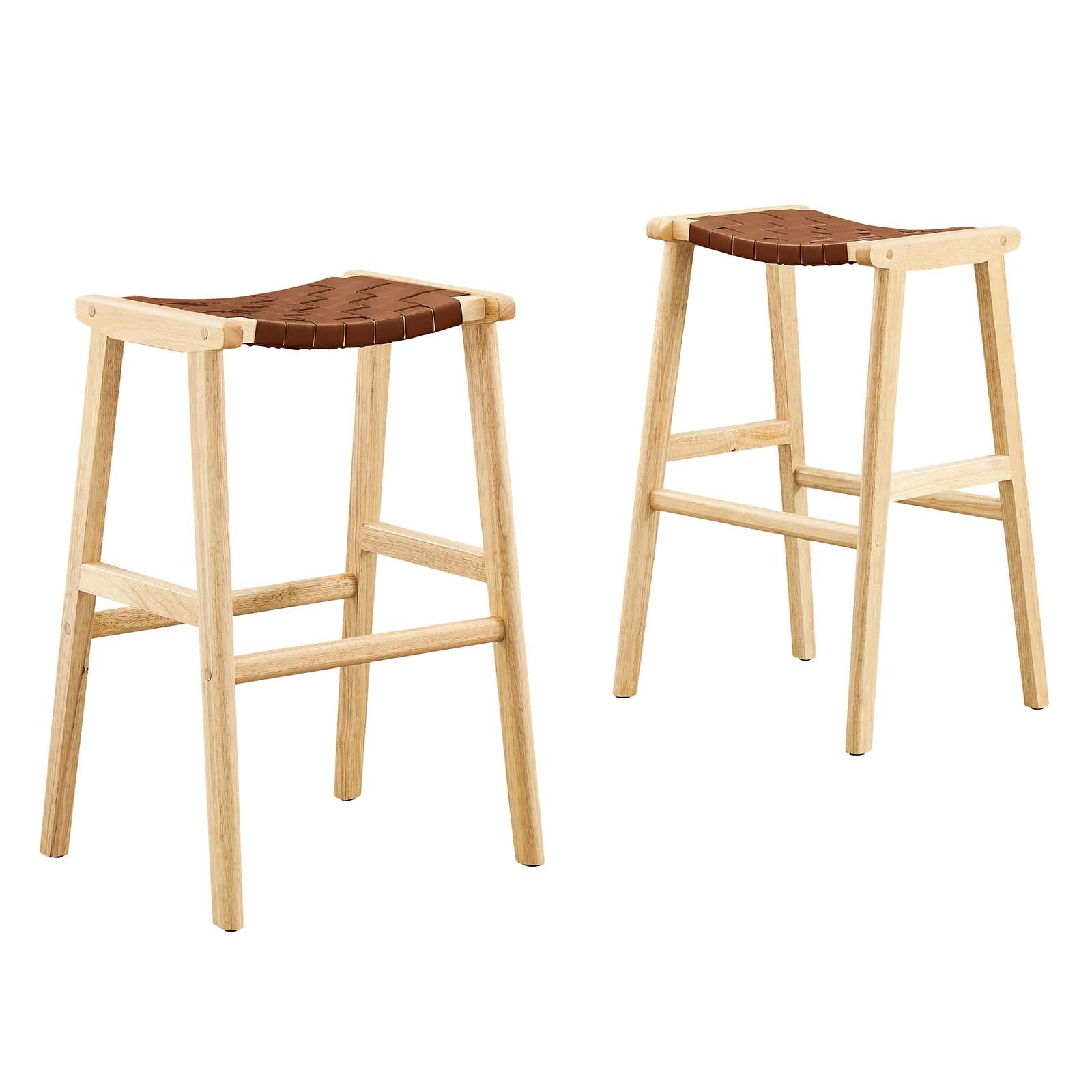 Saoirse Faux Leather Wood Bar Stool - Set of 2