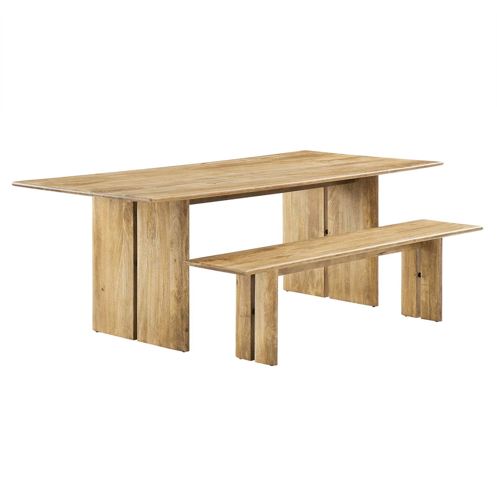 Amistad 86" Wood Dining Table and Bench Set