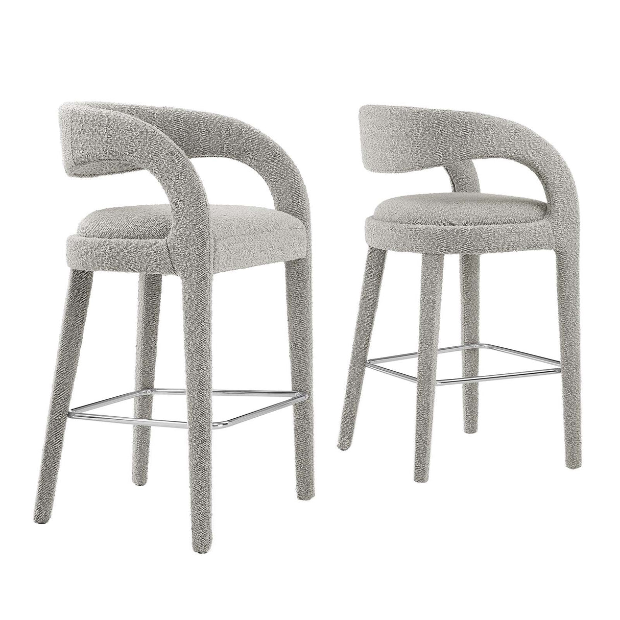 Pinnacle Boucle Upholstered Bar Stool Set of Two