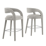 Pinnacle Boucle Upholstered Bar Stool Set of Two
