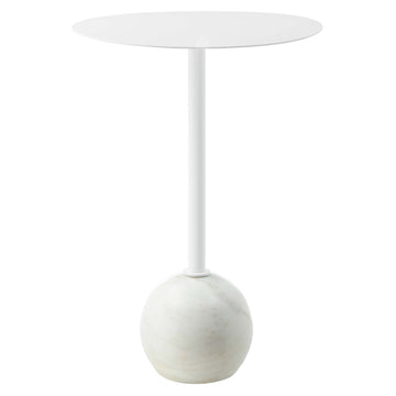 Aliza Round White Marble Side Table