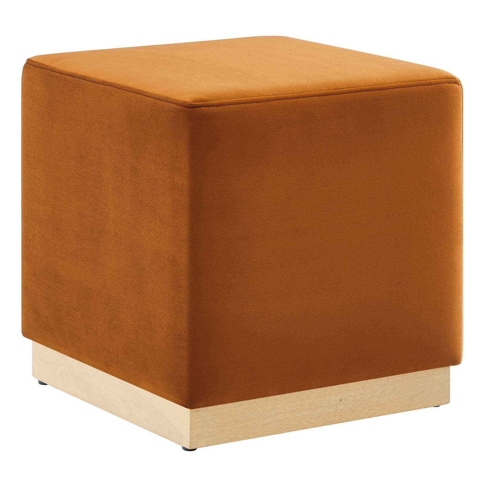 Tilden 17" Square Performance Velvet Upholstered Ottoman