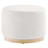 Tilden Large 23" Round Performance Velvet Upholstered Ottoman