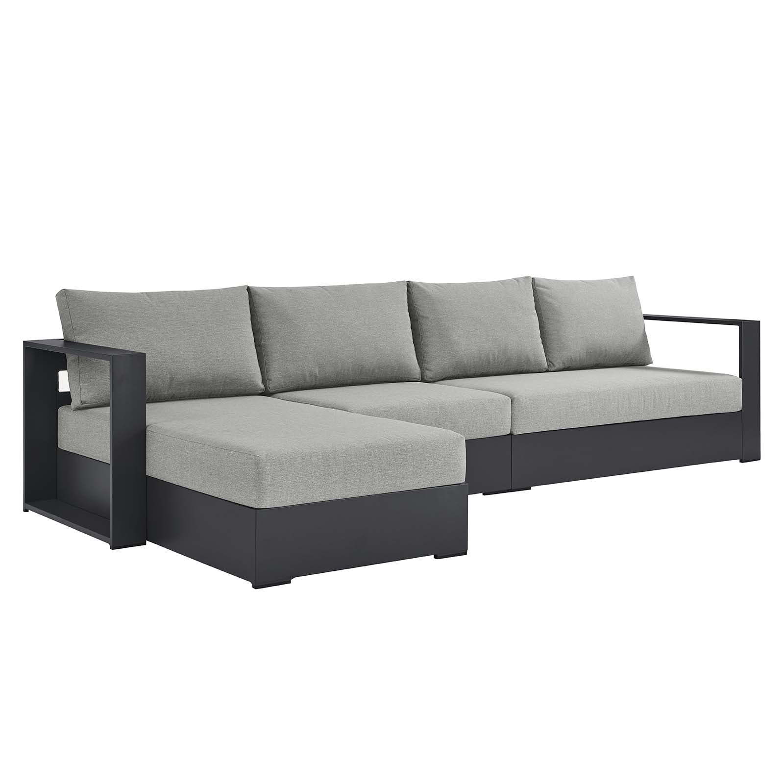 Tahoe Outdoor Patio Powder-Coated Aluminum 3-Piece Left-Facing Chaise Sectional Sofa Set