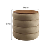 Mezzo Round Performance Velvet Storage Ottoman