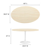 Lippa 60" Oval Artificial Travertine  Dining Table