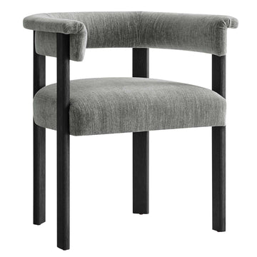 Imogen Woven Heathered Fabric Upholstered Barrel Dining Chairs - Set of 2