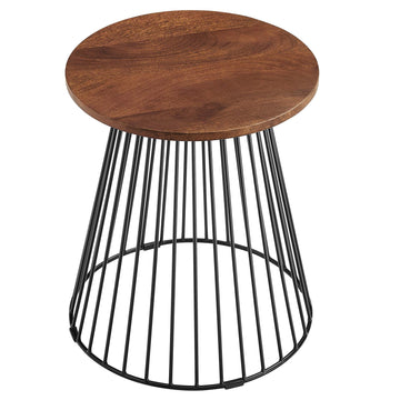 Valeo Round Wood and Metal Side Table
