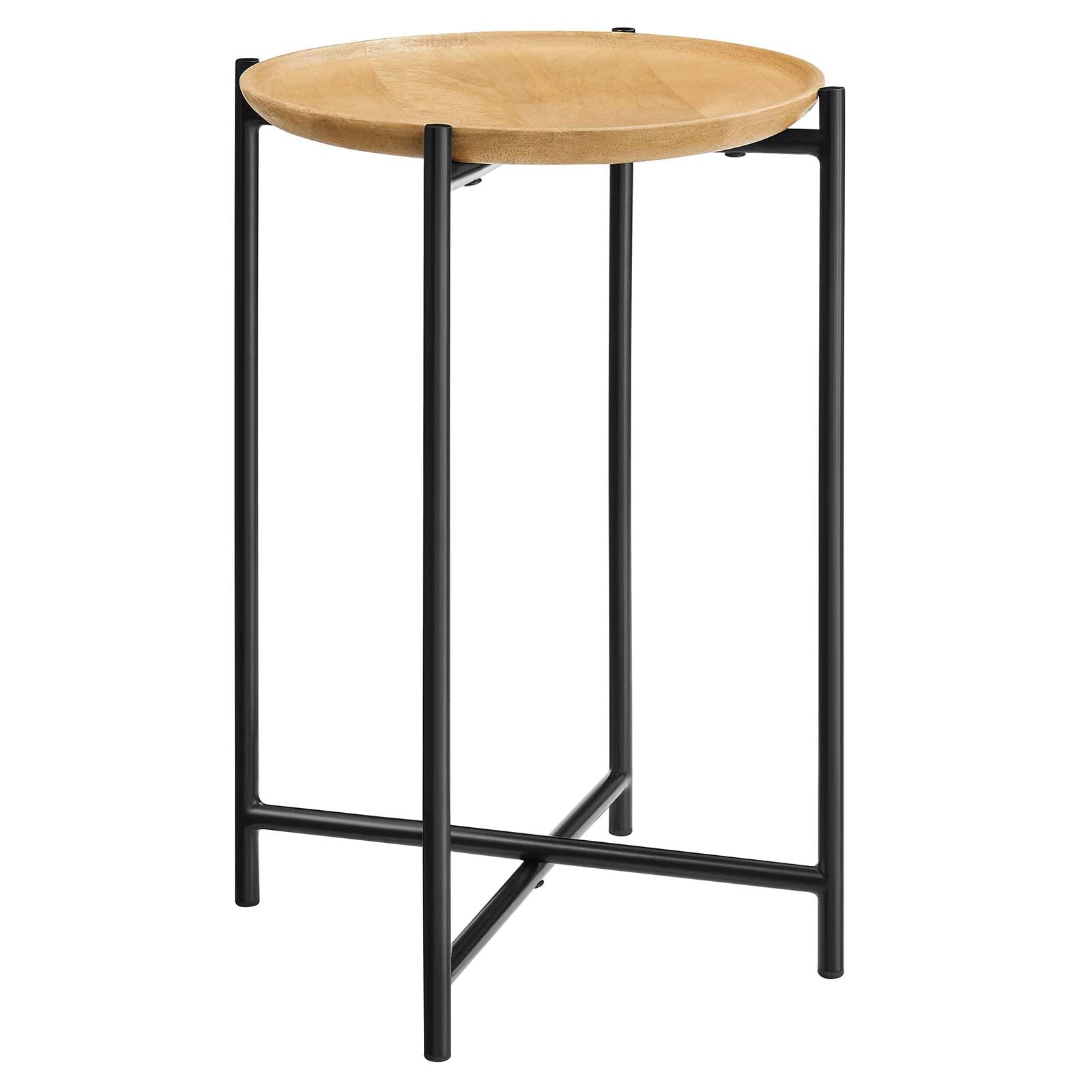 Xilo Round Wood and Metal Side Table