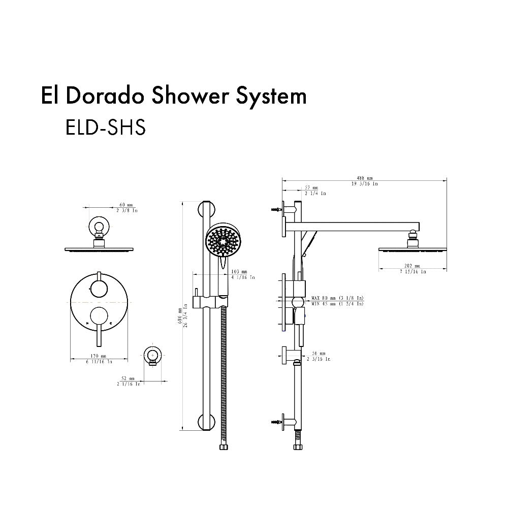 ZLINE El Dorado Rainfall Shower System in Gun Metal (ELD-SHS-GM)