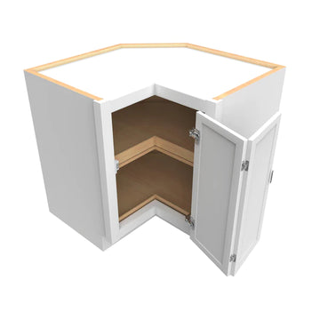 Shaker White - Lazy Susan Base Cabinet w/ Chrome Tray - 36W x 34.5H x 24D