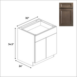 RTA - Essence Cemento - Full Height Double Door Base Cabinets - 30"W x 34.5"H x 24"D - ESC-B30FH