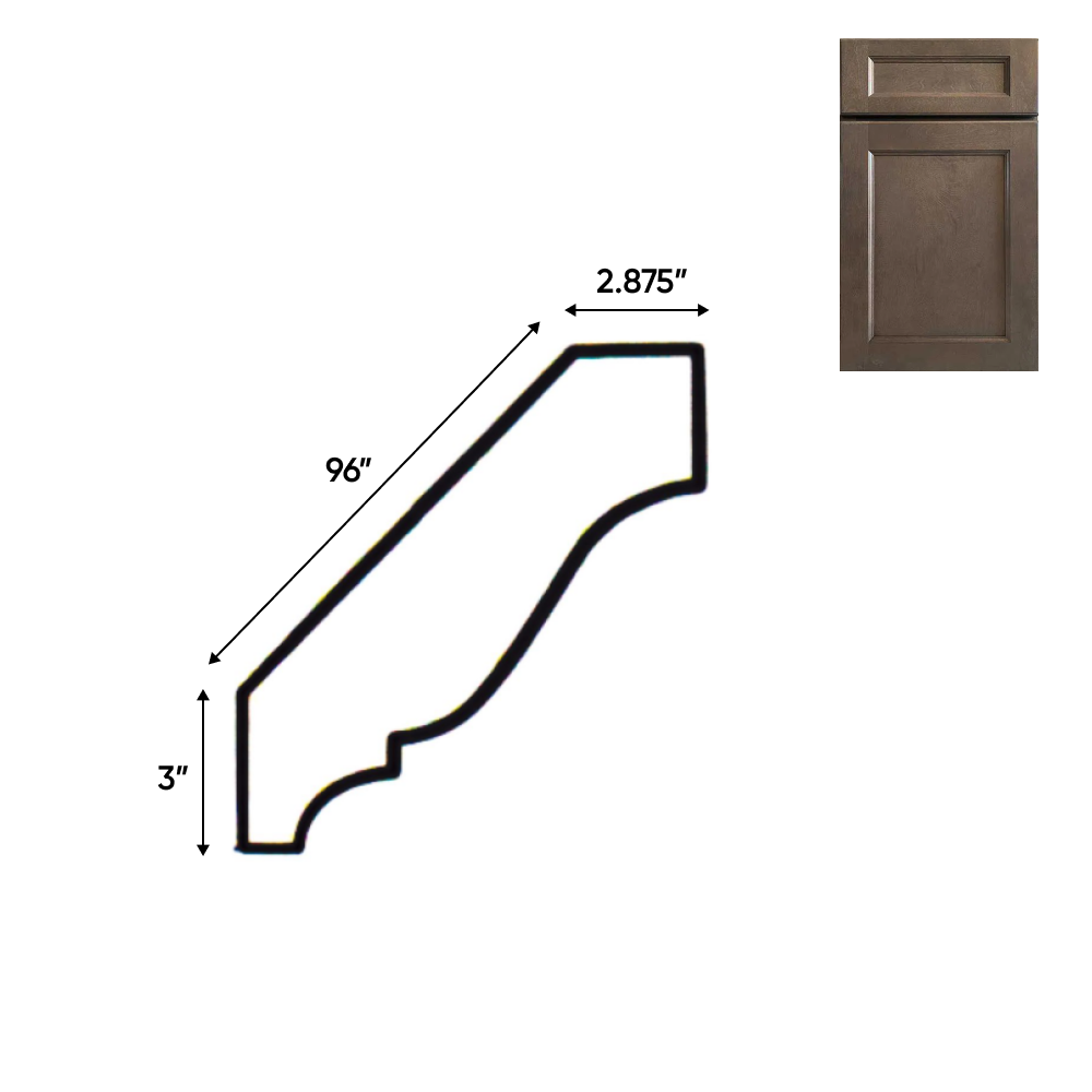 Essence Cemento - Standard Crown Molding - 2.87" x 3" x 96" - Pre Assembled