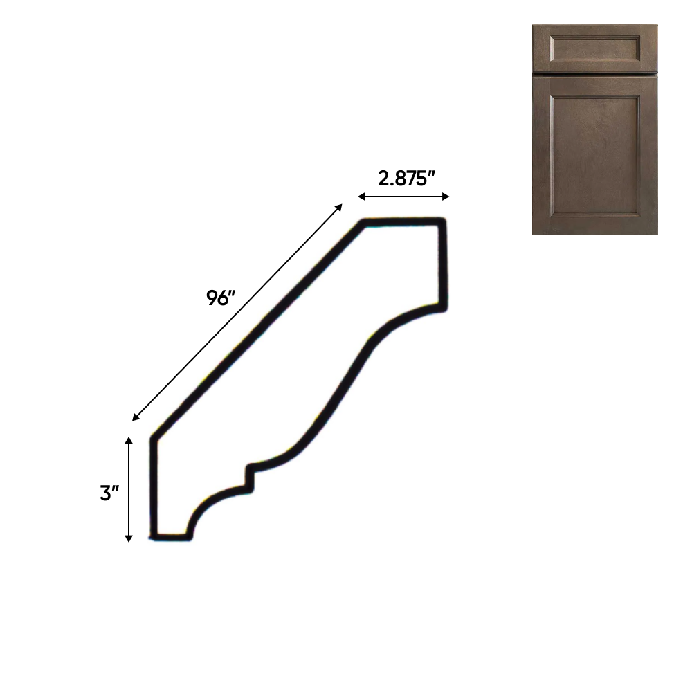 RTA - Essence Cemento - Standard Crown Molding - 2.875"W x 3"H x 96"D