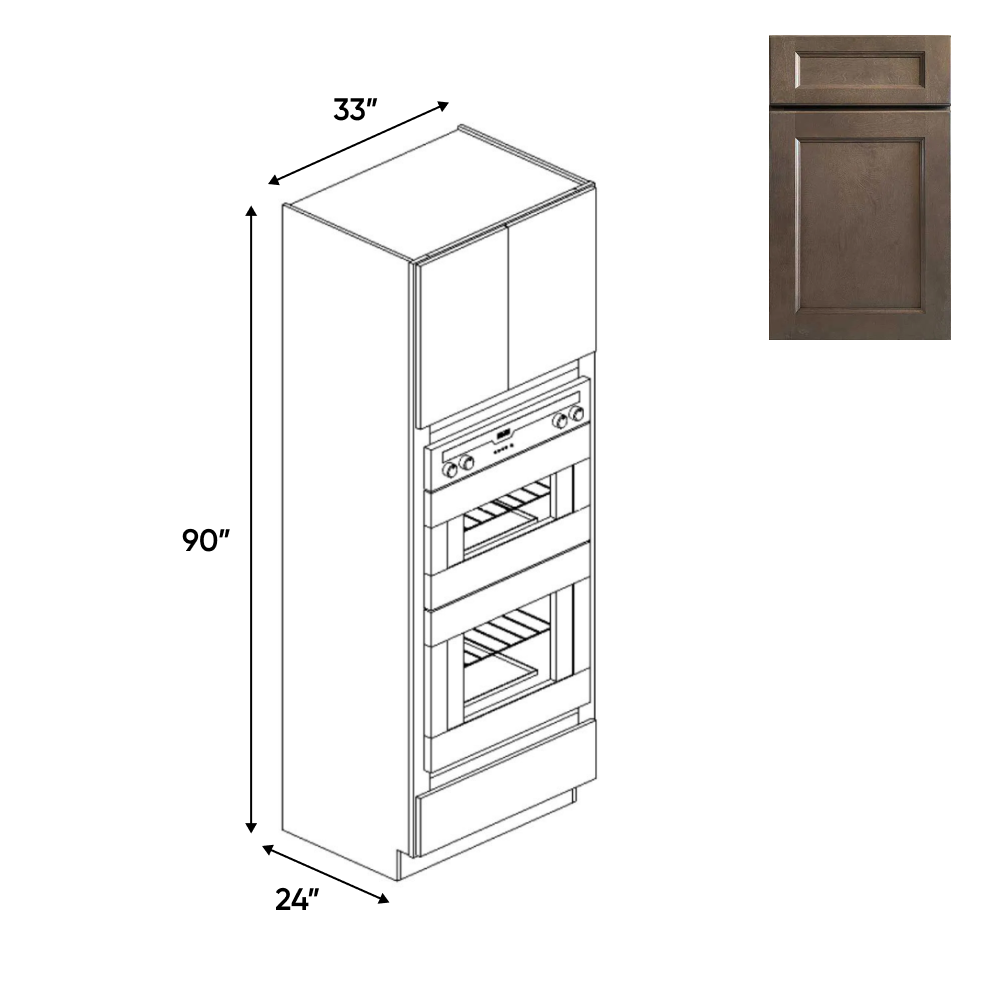 RTA - Essence Cemento - Double Oven Cabinets - 33"W x 90"H x 24"D - ESC-OC339024