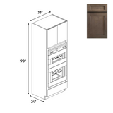 RTA - Essence Cemento - Double Oven Cabinets - 33"W x 90"H x 24"D - ESC-OC339024