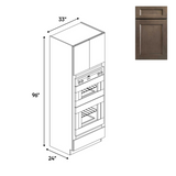 RTA - Essence Cemento - Double Oven Cabinets - 33"W x 96"H x 24"D - ESC-OC339624