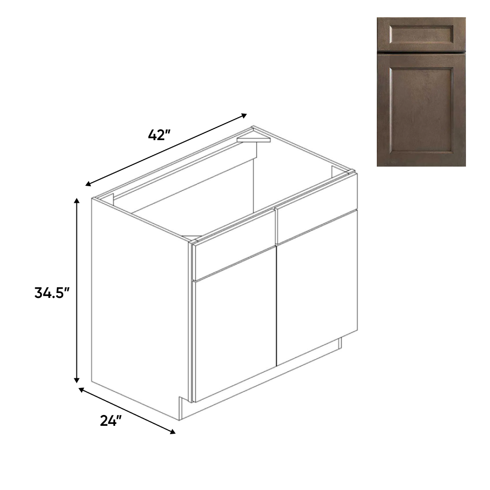 RTA - Essence Cemento - Sink Base Cabinets - 42"W x 34.5"H x 24"D - ESC-SB42
