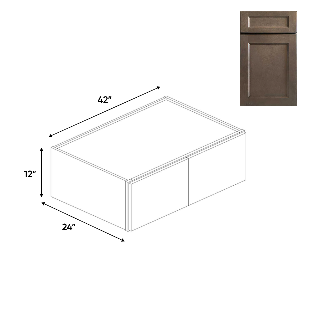 RTA - Essence Cemento - 24" Deep Double Door Wall Cabinets - 42"W x 12"H x 24"D - ESC-W421224