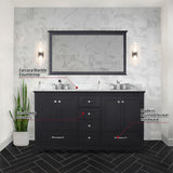 Dukes 60 in. Bathroom Freestanding Bathroom Vanity With Undermount Ceramic Sink with White Carrara Marble Top