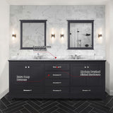 Dukes 80 in. Bathroom Freestanding Bathroom Vanity With Undermount Ceramic Sink with White Carrara Marble Top